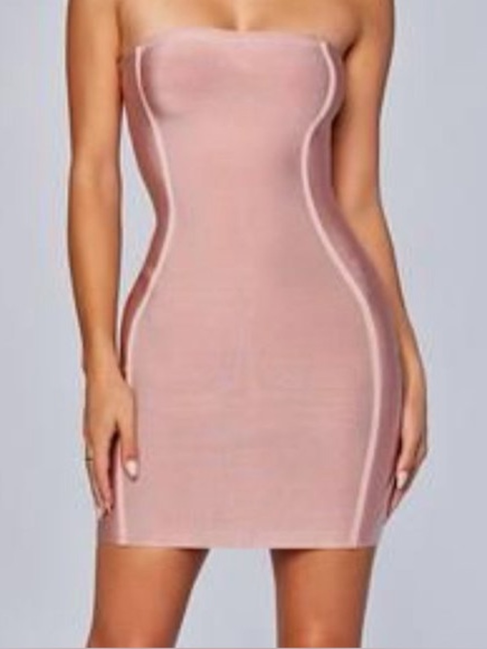 Meshki Strapless Blush Pink Mini Bandage Dress